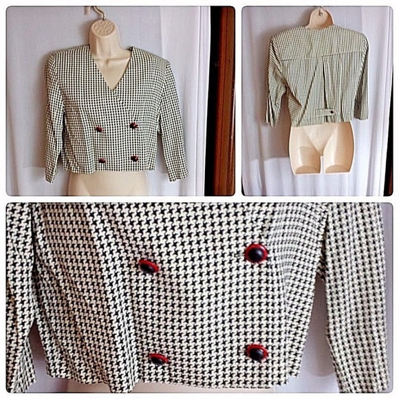  Blazer Top Doubled Button Checkered - Picture 1 of 5